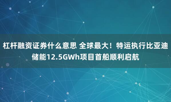 杠杆融资证券什么意思 全球最大！特运执行比亚迪储能12.5GWh项目首船顺利启航