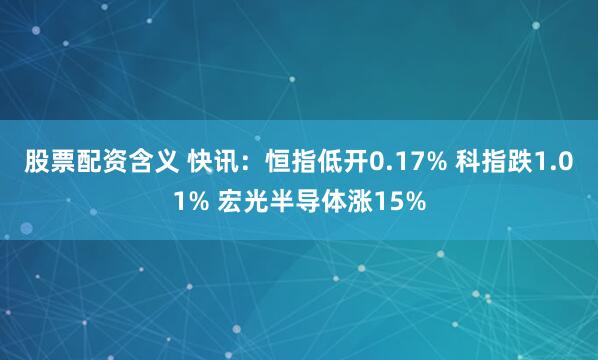 股票配资含义 快讯：恒指低开0.17% 科指跌1.01% 宏光半导体涨15%
