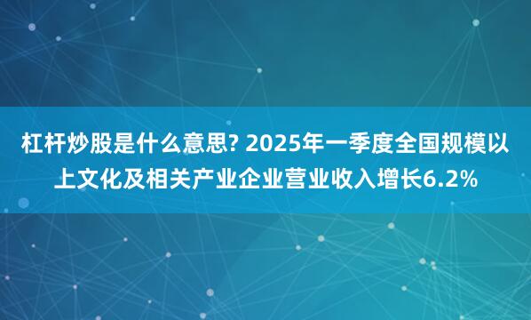 杠杆炒股是什么意思? 2025年一季度全国规模以上文化及相关产业企业营业收入增长6.2%