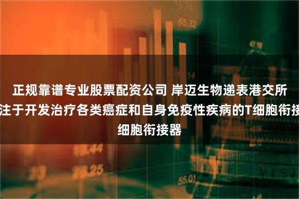 正规靠谱专业股票配资公司 岸迈生物递表港交所 专注于开发治疗各类癌症和自身免疫性疾病的T细胞衔接器